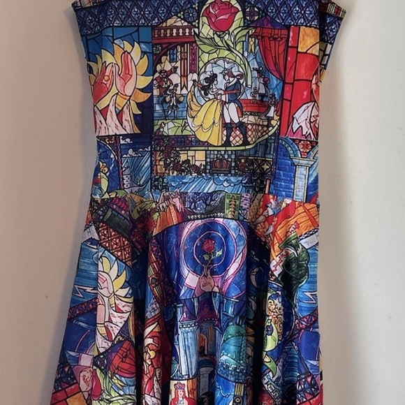 Beauty And The Beast Skater Dress Sz Small Flare - Picture 1 of 6